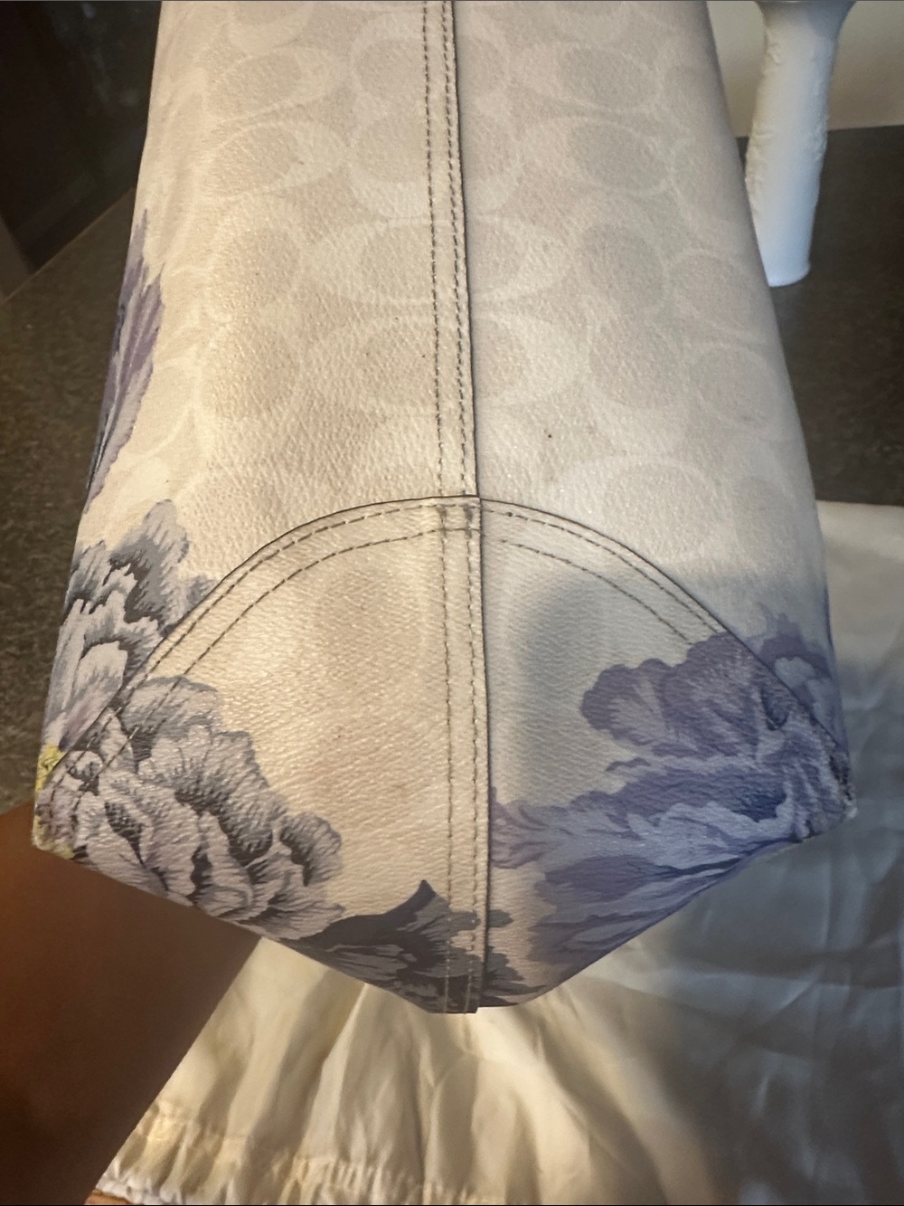 Coach Kaffe Canvas Tote with Lavender Floral Print 5698 - Picture 5 of 13